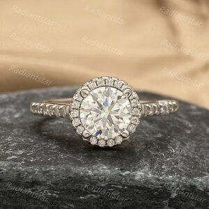 NEW Certified 1ct. t.w. Moissanite Round Halo Ring
